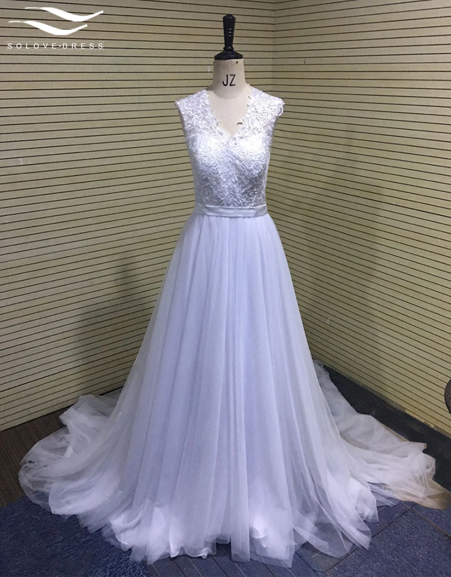 

Cap Sleeves V-neck Sleeveless A-line Wedding Dress vernassa Chiffon Beaded Bridal Dress vestidos de noiva (SL-W585)