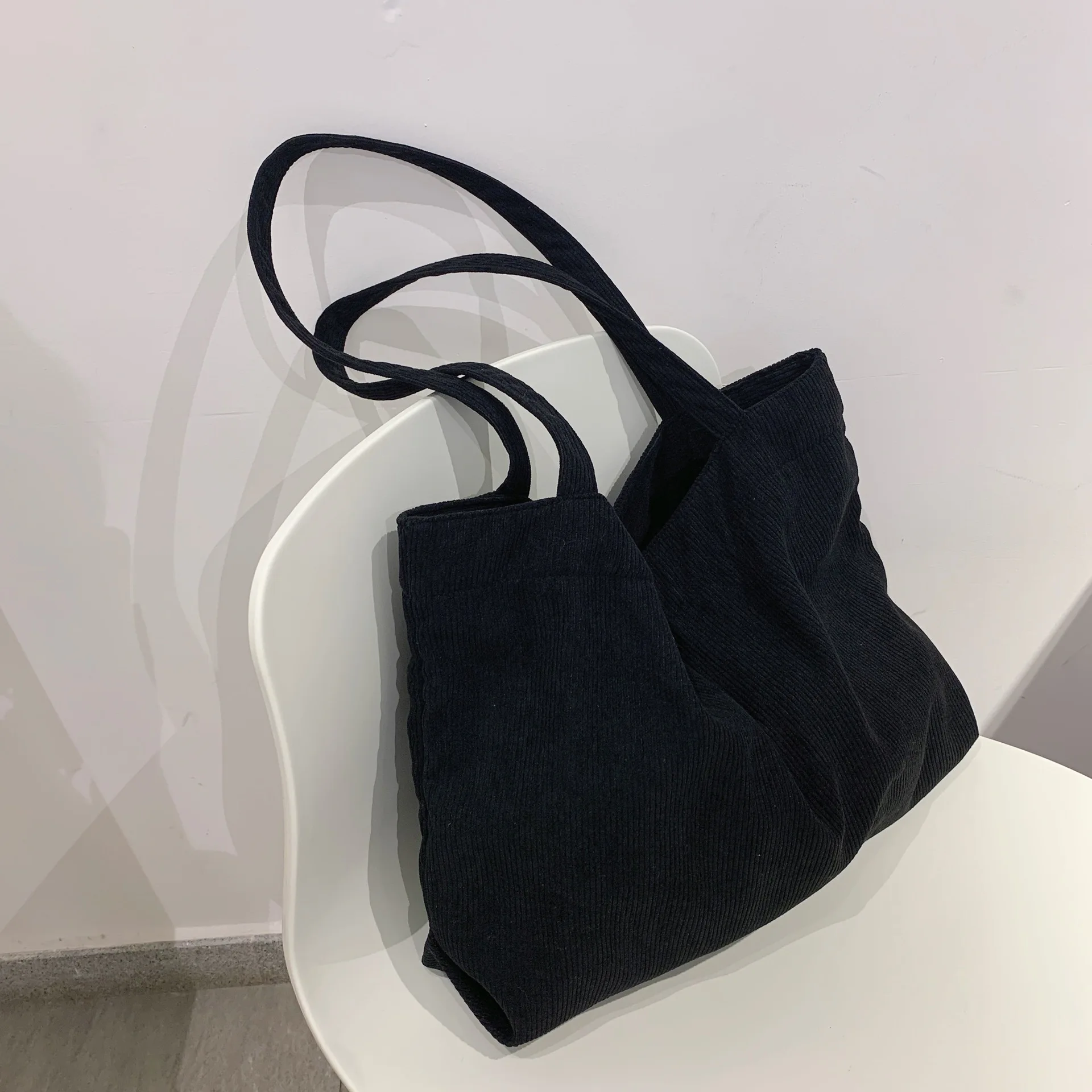 

2021 Girls Purses Handbags Female Casual Wallets Large Capacity Schoolbags Canvas Corduroy Shoppers Shoulder Tote Bags for Women