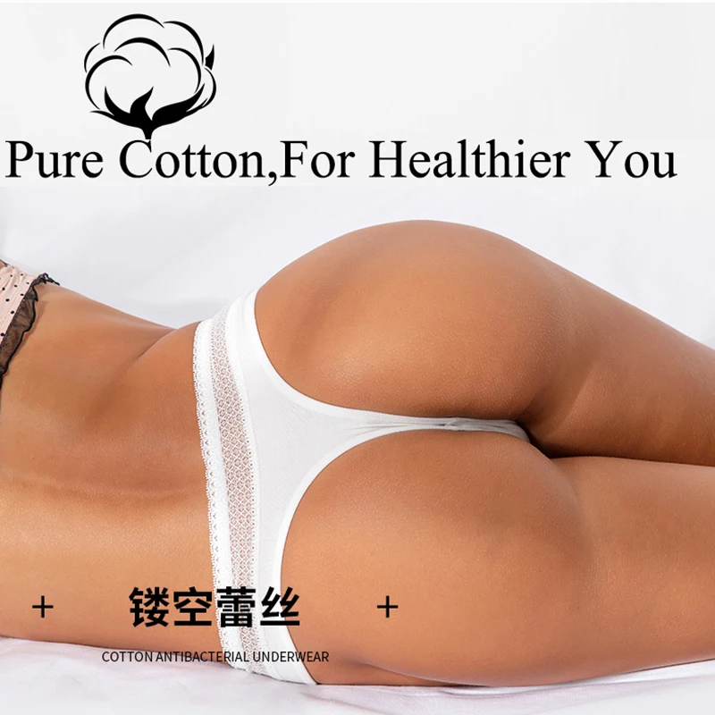 Женские хлопковые сексуальные трусики кружевные/бесшовные стринги с бантом