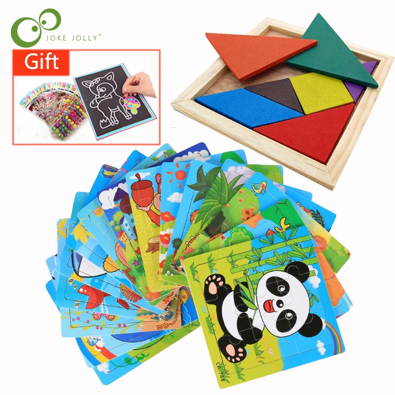 2 шт./компл. Tangram деревянные головоломки детские развивающие игрушки для дети