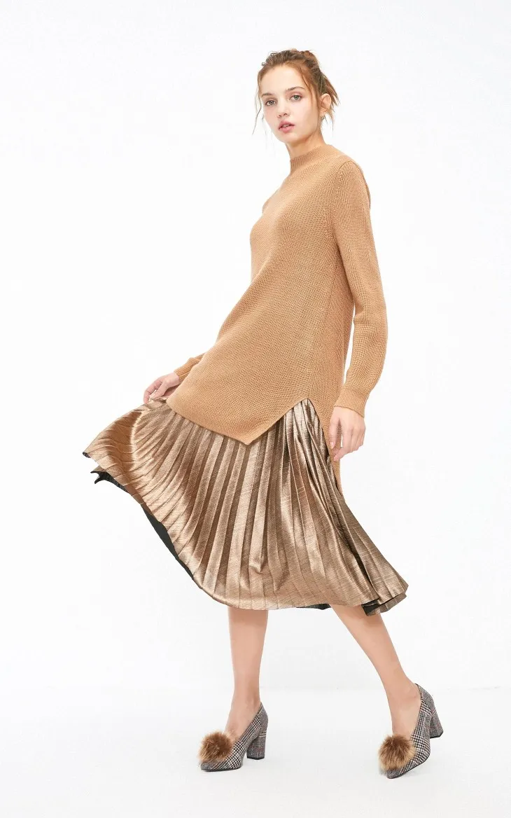 Vero Moda Новое поступление трикотажное платье из двух частей с металлическим плиссированным подолом | 319146524