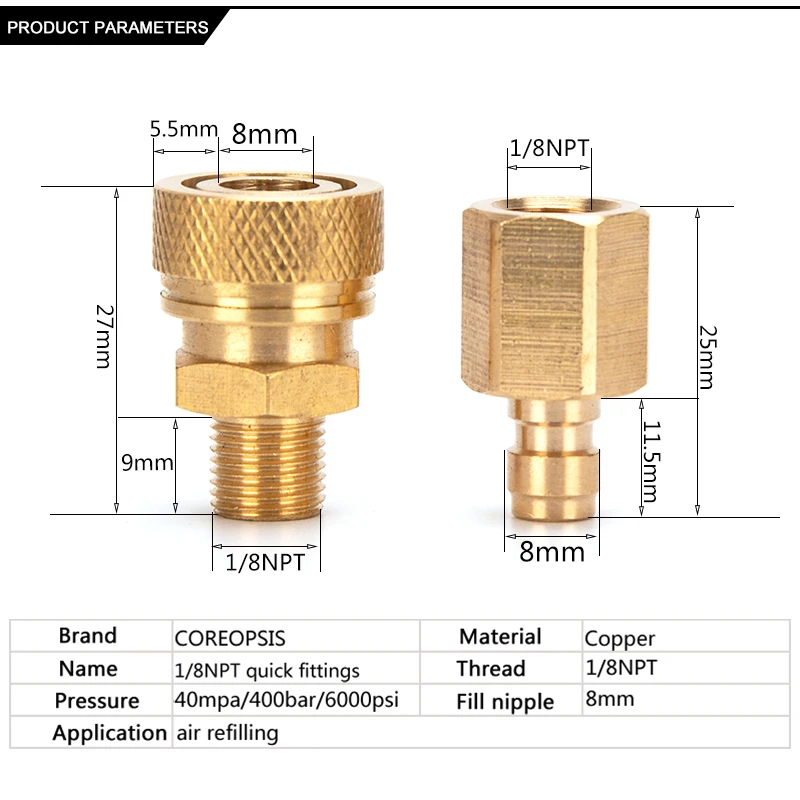 1/8NPT для быстрого отсоединения прибор смены навесного оборудования фитинги PCP