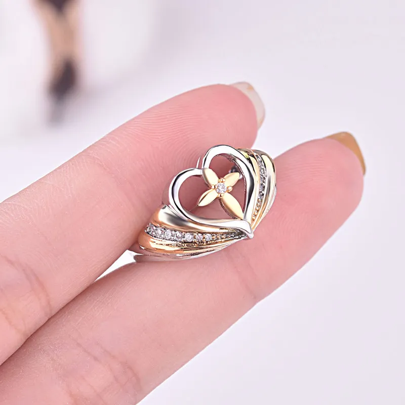 Новая мода Кристалл Крест Любовь в форме сердца микро инкрустация Кольца для
