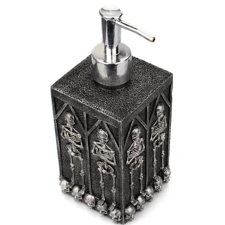 

460ml Creative Gel Large Capacity Storage Organizer Bottles Bathroom Empty Dispenser Bottle Soap Resin Skull Shower