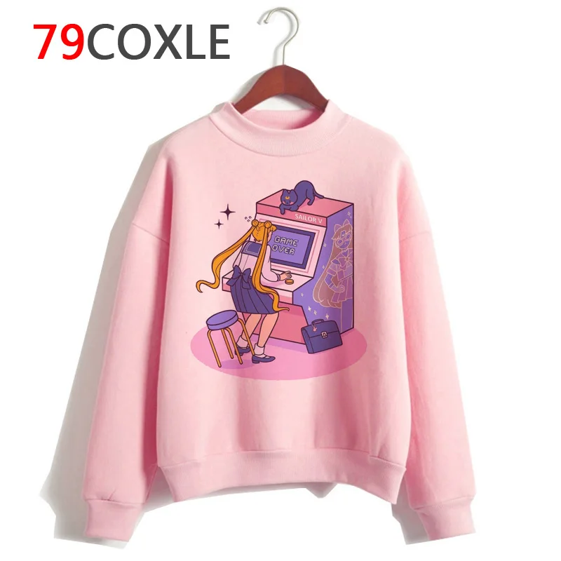 

sailor moon kawaii 90s hoodie women funny ulzzang harajuku Sweatshirt hip hop Casual Tumblr Grunge hooded Oversized pink