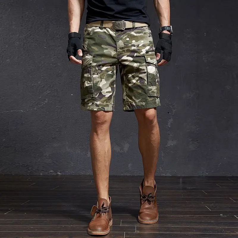 

Men Cargo Pants Mens Camouflage Cargo Shorts Summer Cotton Military Tactics Fan Color Sweatpants Male Leisure Shorts