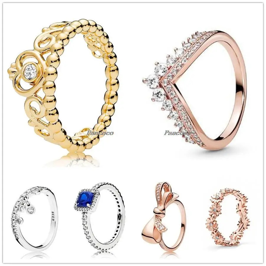 

Authentic 925 Sterling Silver Blue&Clear Timeless Elegance Ring For Women Wedding Party Gift Europe Fashion Jewelry