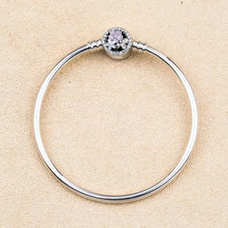 

100% 925 Sterling Silver Pan Pan Bracelet New Cherry Blossom Bracelet Fit European Charm Bracelets Women Jewelry