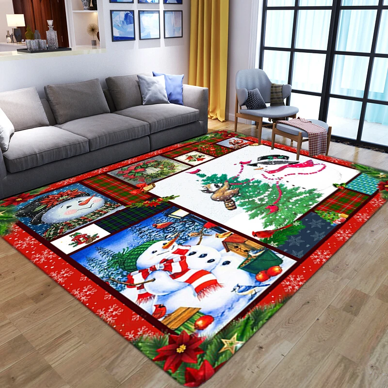 

3D Merry Christmas Tree printed Carpets Anti slip Area Rug Large living room Bedroom Snowman Home Decorative Kids Play floor Mat