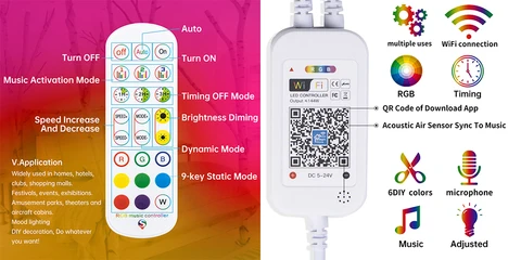 Светодиодная лента с поддержкой Wi-Fi, 12 В постоянного тока, SMD 5050