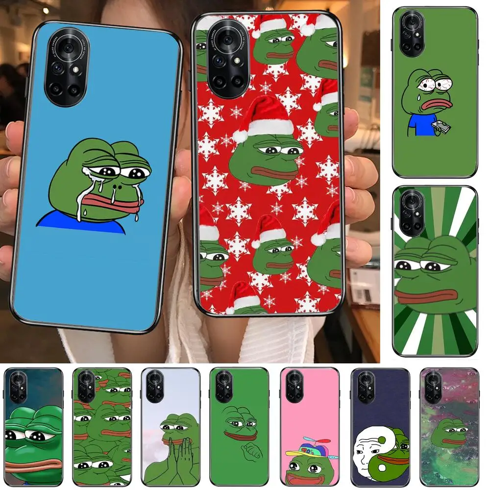 

PUNQZY Funny The Frog Face Cry Happy Couple Clear Phone Case For Huawei Honor 20 10 9 8A 7 5T X Pro Lite 5G Black Etui Coque H