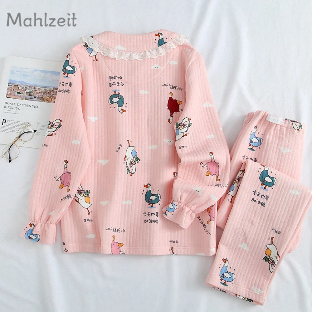 Зимняя Теплая Одежда для беременных кормящих женщин толстая Пижама пижамы из