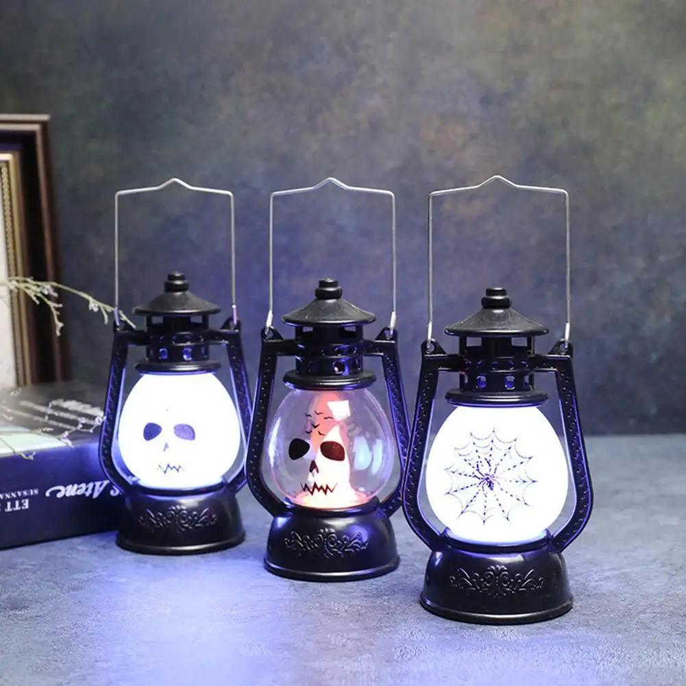 

Halloween Ghost Desk Lamp Retro LED Oil Lamp Portable Lantern Home Party Bar Decoration Hanging Night Lamp