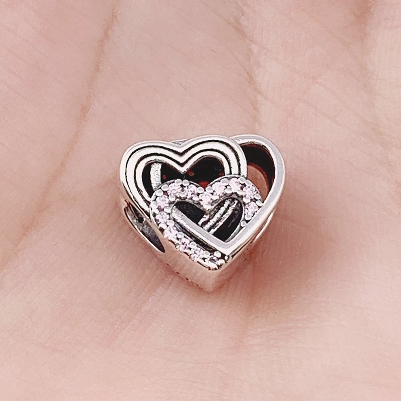 

Heart Series Dangle Charms for Bracelet Necklace Pendant Jewellery Gift for Girlfriend Real 925 Sterling Silver Openwork Beads