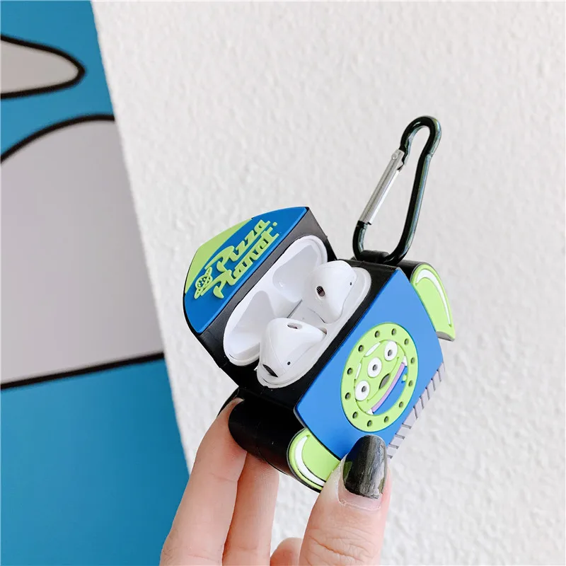 Мягкий силиконовый чехол для наушников AirPods 1 2 с милыми объемными рисунками из мультфильмов для зарядки гарнитуры Bluetooth, защитный чехол с крючком