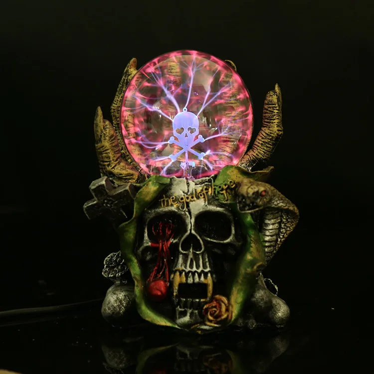 

[Funny Devil Skeleton hand Electrostatic Plasma Ball Sphere Light Magic Crystal holiday Lamp Household/Office Desktop Decoration
