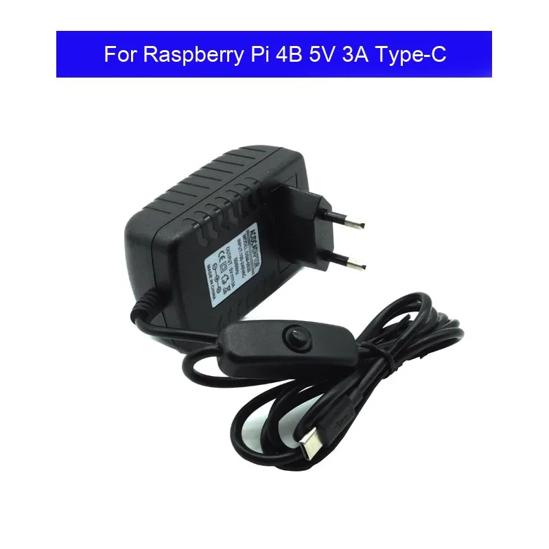 Блок питания Raspberry Pi 4 Type C 5 В 3 А адаптер с переключателем ВКЛ./ВЫКЛ. зарядное