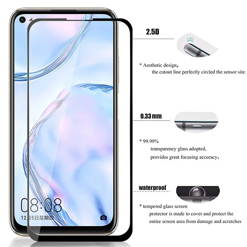 Закаленное стекло для Huawei P40 Lite защитное с полным покрытием E 3 1 шт.|Защитные
