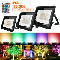 led rgb flood light 20w 50w 100w ip66 outdoor spotlight 4 modes rgb reflector projector lamp with color remote controller indoor