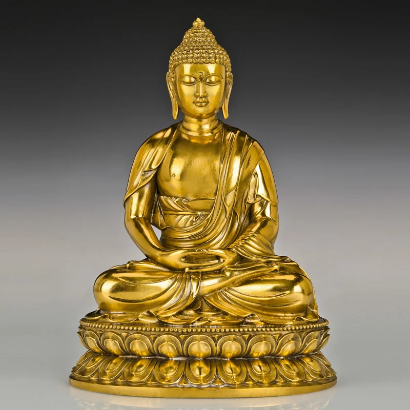 

Amitabha Statue Figurine Buddha Sculpture Art Golden Brass Home Decor