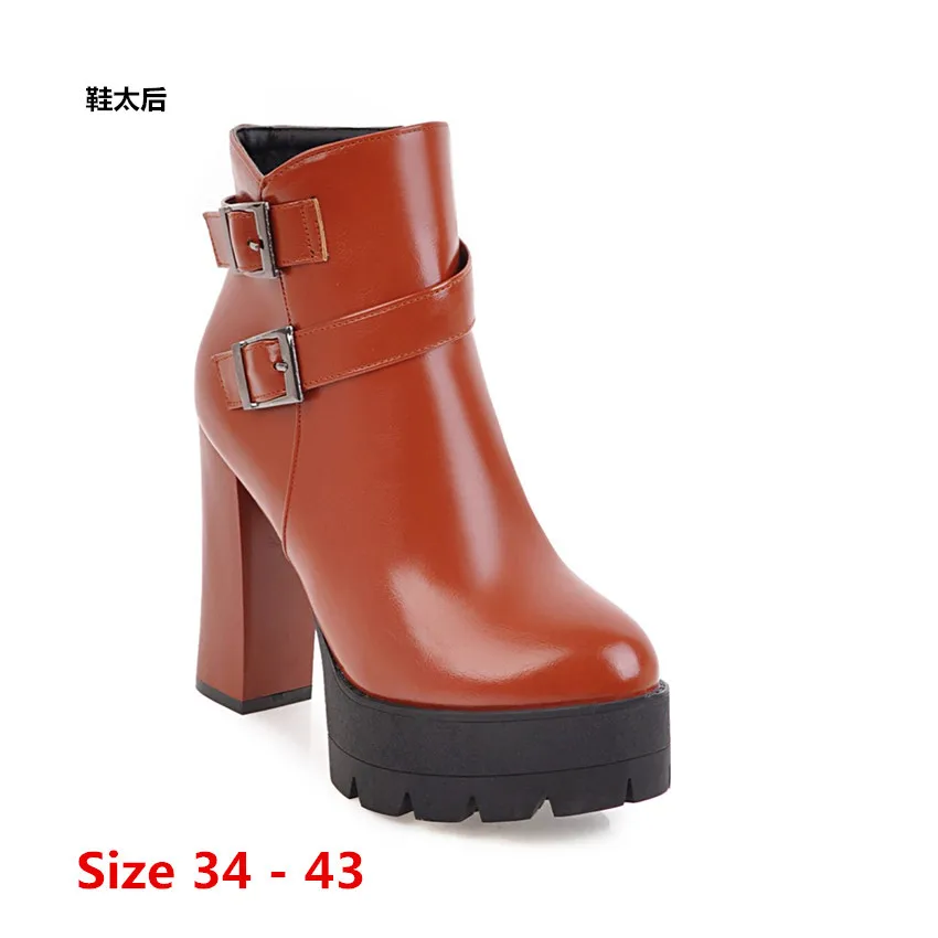 

Женские ботильоны на высоком каблуке, ботинки на платформе и высоком каблуке, большой размер 34-43, обувь для весны и осени
