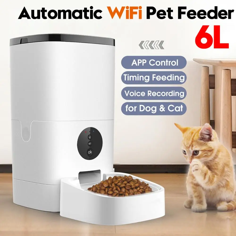 Wifi/кнопка версия ПЭТ автоматическая подача 4L/6L дозатор корма для домашних