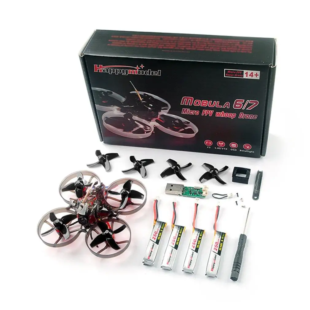 

Happymodel Mobula 7 75 мм Crazybee F3 Pro OSD 2S Bwhoop FPV гоночный Дрон Квадрокоптер обновленный BB2 ESC 700TVL BNF совместимый с Frsky
