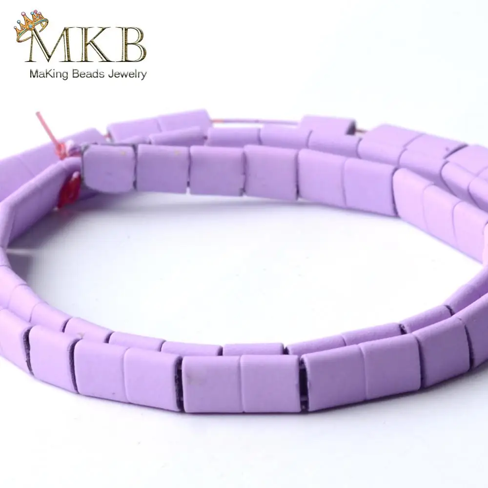 Natural Lavender Purple Hematite Stone Matte Rubber Square Beads For Jewelry Making 5*5mm Space Loose Diy Bracelet 15“ | Украшения и