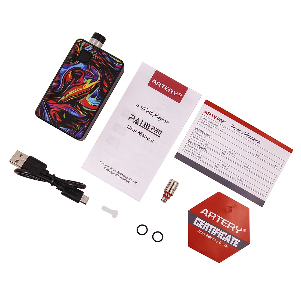 Оригинальный артерия PAL 2 Pro Pod Комплект 1000 мАч батарея 3 мл MTL & DTL электронные