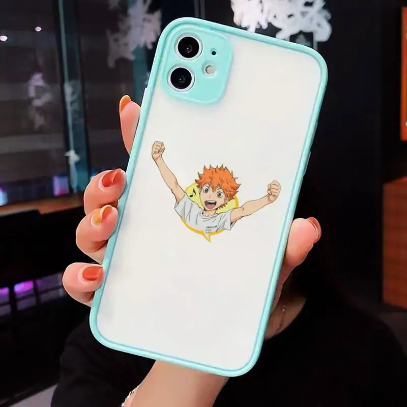 

Haikyuu Hinata attacks Anime Phone Case For iPhone 12 11 Mini Pro XR XS Max 7 8 Plus X Matte transparent blue Back Cover