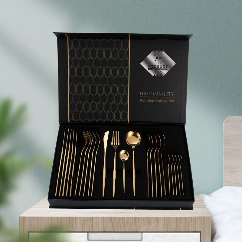 

Набор столовой посуды из нержавеющей стали 304, 24 шт., Высококачественный нож, столовая посуда, набор для домашней вечеринки, подарок