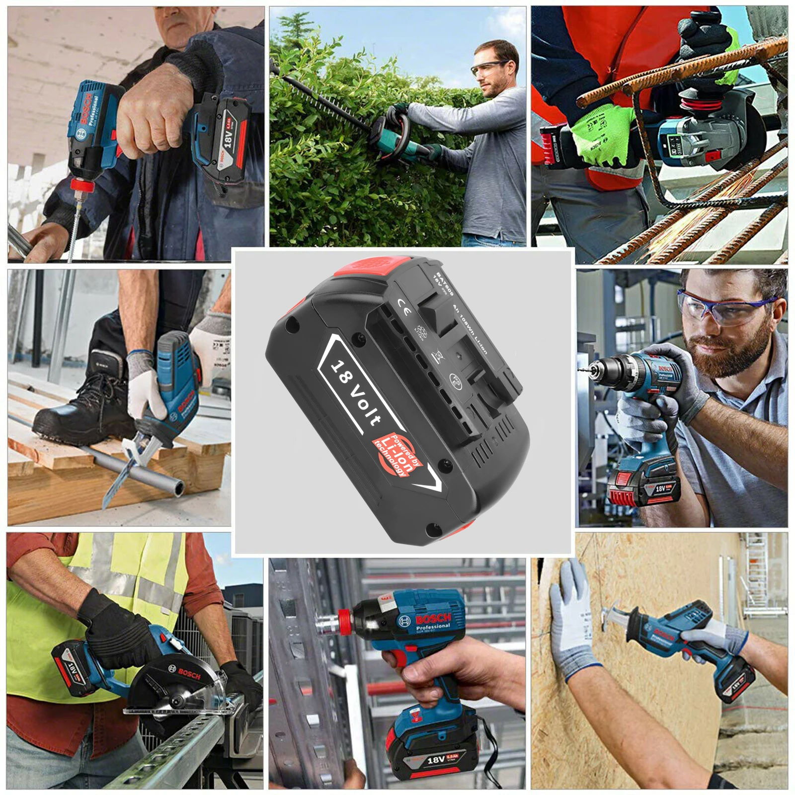 

New 18V 6000mAh Rechargeable Li-ion Battery For Bosch 18V Power tool Backup 6.0Ah Portable Replacement BAT609 Indicator light