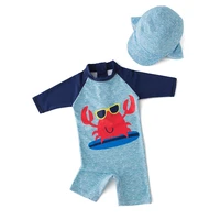 baby boy swimwearhat 2pcs set surfing wear red crab swimming suit infant toddler kids children sunscreen beach bathing suit