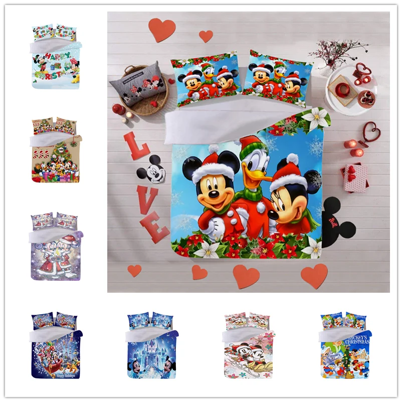 Рождественский Комплект постельного белья с Микки и Минни пододеяльник