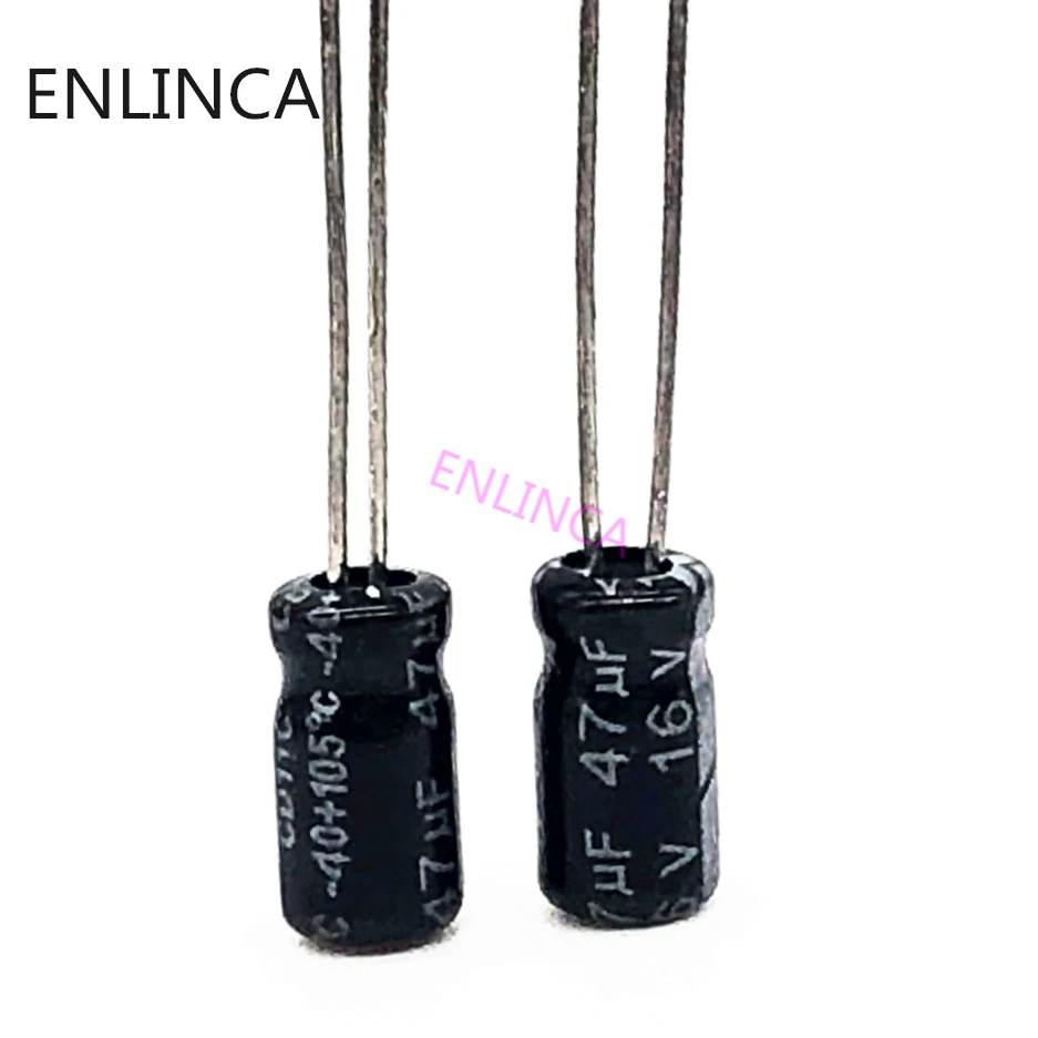 

100pcs/lot 16v 47uf size 4*7mm Aluminum electrolytic capacitor 16v47uf 47uf 16V 20%