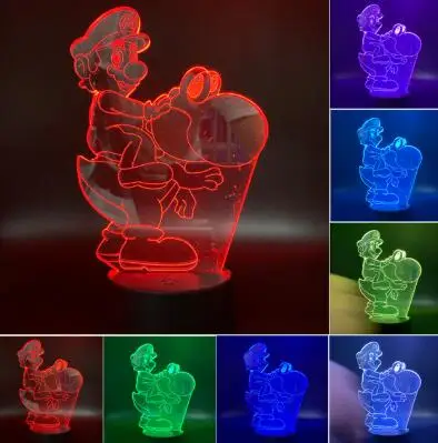 Model 8 Супер Марио 3D светодиодный Ночной светильник Супер Марио и Луиджи Йоши 7 цветов Изменение лампа украшение комнаты фигурку игрушка для Рождественский подарок; Прямая поставка - Испускаемый цвет: Model 8