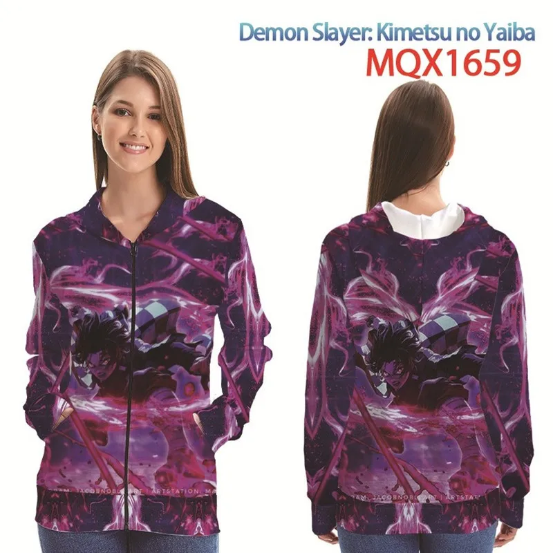 

Anime Demon Slayer Cosplay Zip Jacket Sweatshirt Stand Collar Cardigan Windbreaker Anime Clothing Zipper Cardigan Unisex