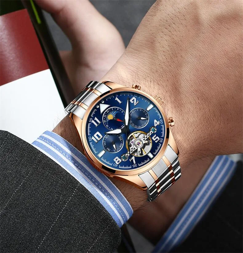 AILANG Tourbillon часы мужские модные автоматические мужские s часы лучший бренд класса люкс повседневные из нержавеющей стали водонепроницаемые механические часы мужские