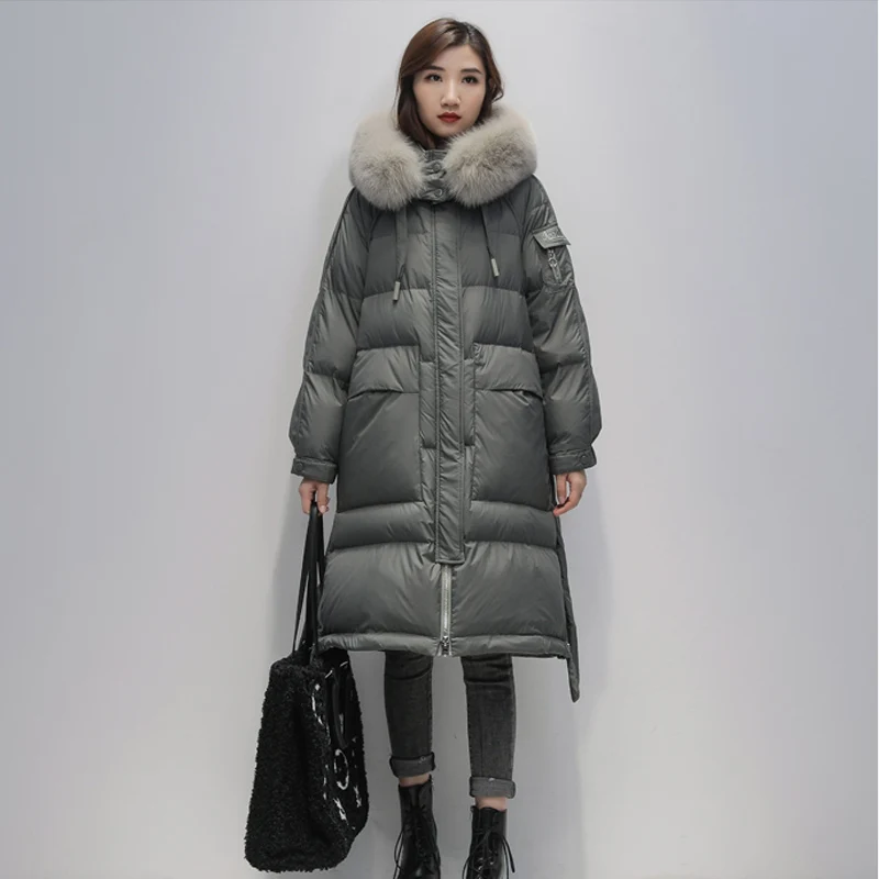 Утолщенный длинный пуховик для женщин зимняя женская куртка с капюшоном и