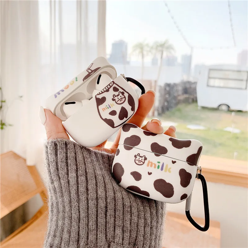 

Cute Cartoon Milk Cow Pattern soft cases for iPhone Airpods Pro 1 2 Pro cover Bluetooth Wireless Earphone Charging Box case