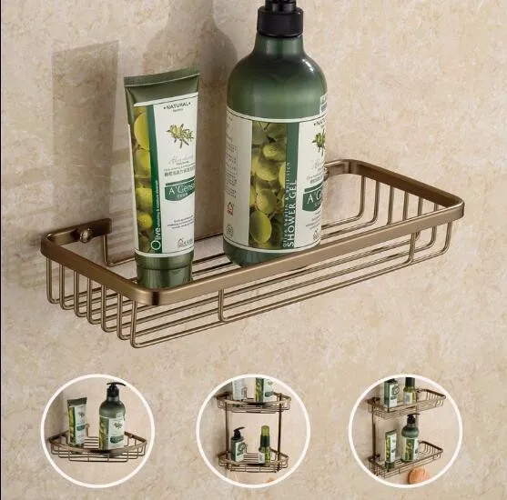 Настенная Античная бронзовая алюминиевая полка для ванной комнаты держатель