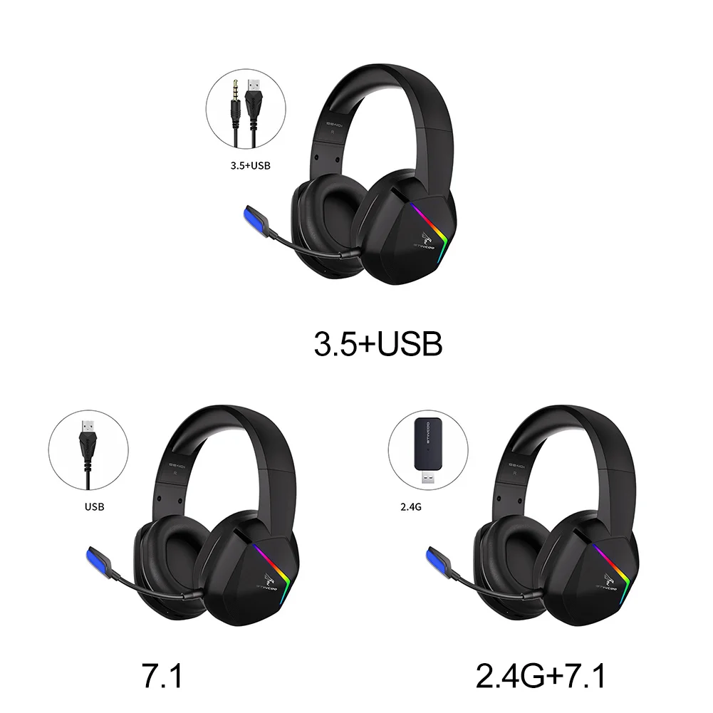 

Professional Led Light Gamer Headset for PC 2.4G Gaming Headphones Bass Stereo Wired Headset With Mic Gift