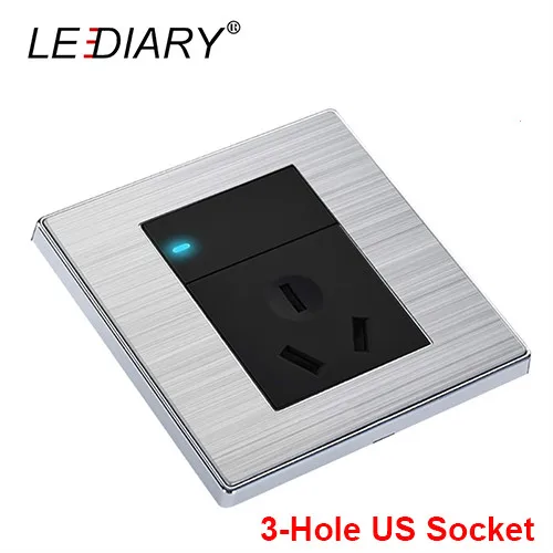 Three Hole US LEDIARY качество ЕС/США/Великобритания универсальная настенная розетка с выключателем 1-банда/2-банда 1-Way AC 110 V-250 V 3-Pin 3-Hole/6-Hole 13A для дома декабря - Тип: Three Hole US
