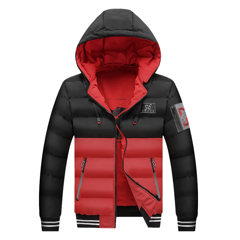 

New Fashion Patchwork Winter Jacket Men Windbreaker Parkas Men Hooded Jacket Thick Warm Man Parka Coats Hooded Outwear Women 4XL