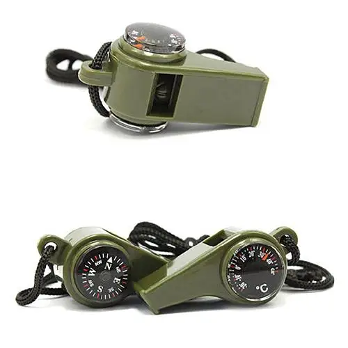 

Outdoor Camping Hiking Emergency Survival Gear Whistle Compass Thermometer