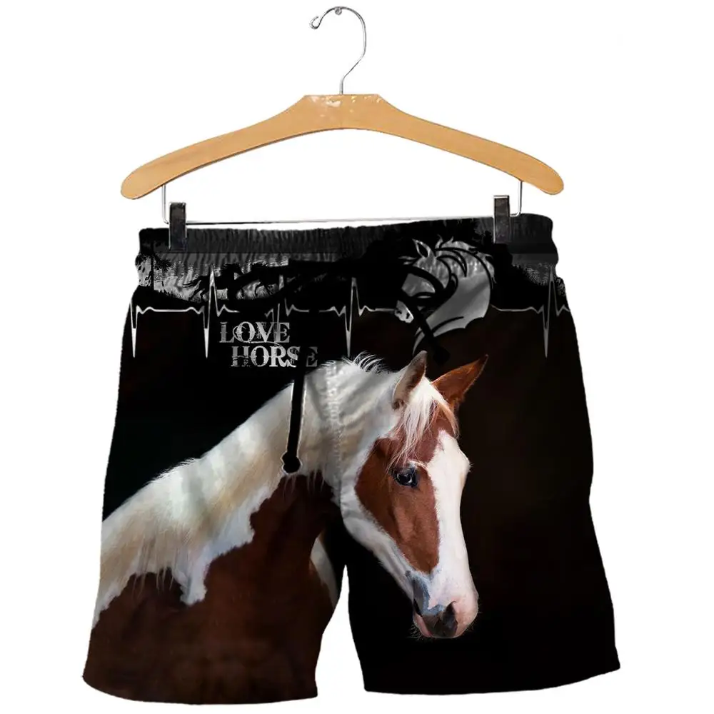 Шорты мужские с принтом Love Horse уличная одежда в стиле унисекс повседневные