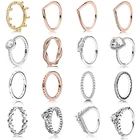 Новинка 2019, кольцо из искусственного серебра, розового золота, в форме сердца, короны, короны, циркония, на день матери, Оригинальные европейские популярные женские украшения