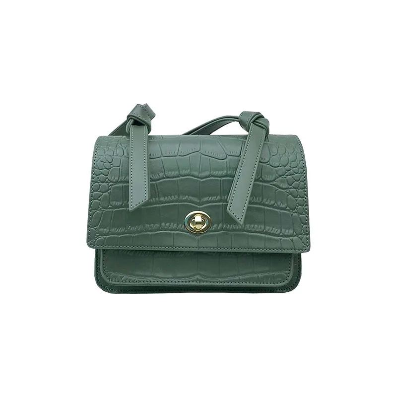 

Cute Side Bag Ladies 2021 New Leather Cowhide Simple One-shoulder Diagonal Handbags Portable Small Square Bag Women