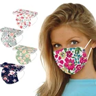 50 шт., женские маски с цветочным принтом, многоразовые маски для лица