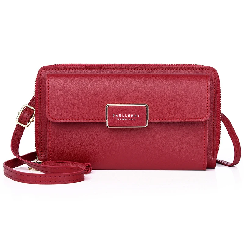 New Women Handbags Female Large Capacity Shoulder Bags Lady Hasp Zipper Purse 6.5Inch Phone Wallet Strap Clutch bolsas